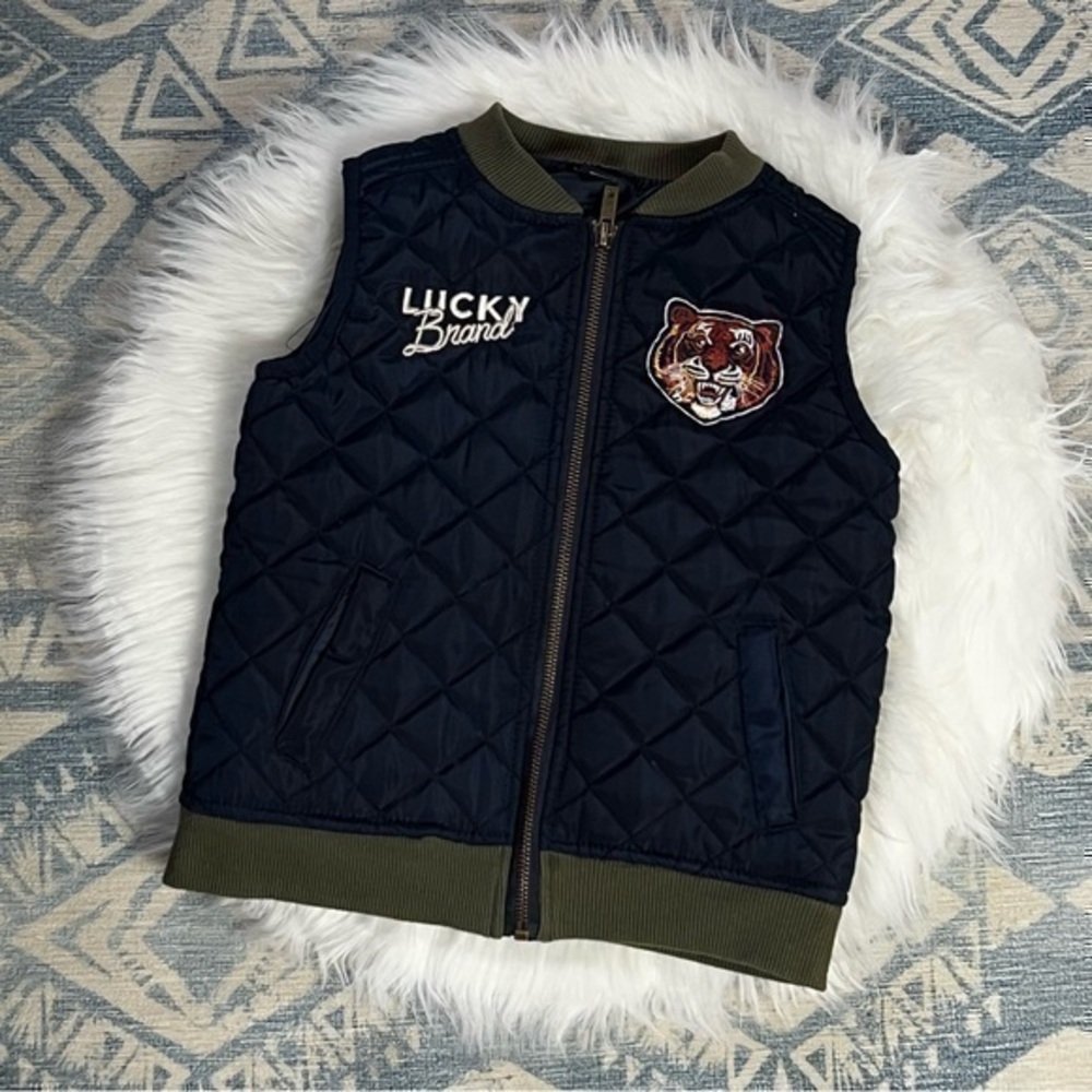 Lucky Brand 🍀 Quilted Tiger Patch Vest
